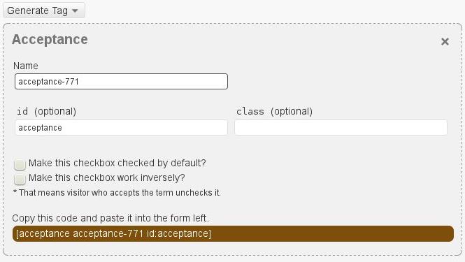Terms of Service acceptance checkbox