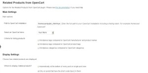 Admin options for Related Products from OpenCart for WordPress
