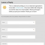 Custom Comments Notice for Wordpress