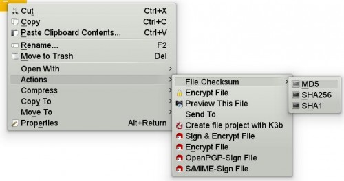 File Checksum KDE Right Click Menu