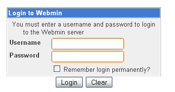 Webmin login prompt